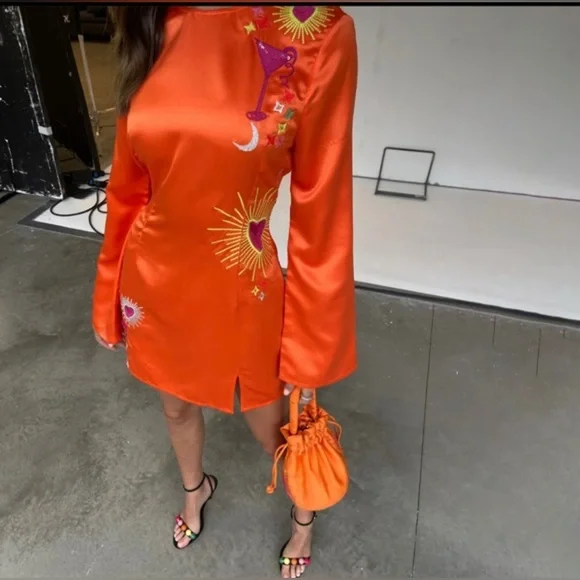 NEW Never Fully Dressed Orange Genesis Mini Dress 12 - Picture 2 of 12